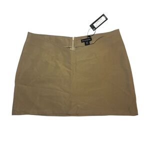 PRETTYLITTLETHING Woven V Front Waist Micro Mini Skirt Stone NWT 6